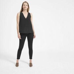 Everlane Double Lined Silk V-Neck Tank in black
